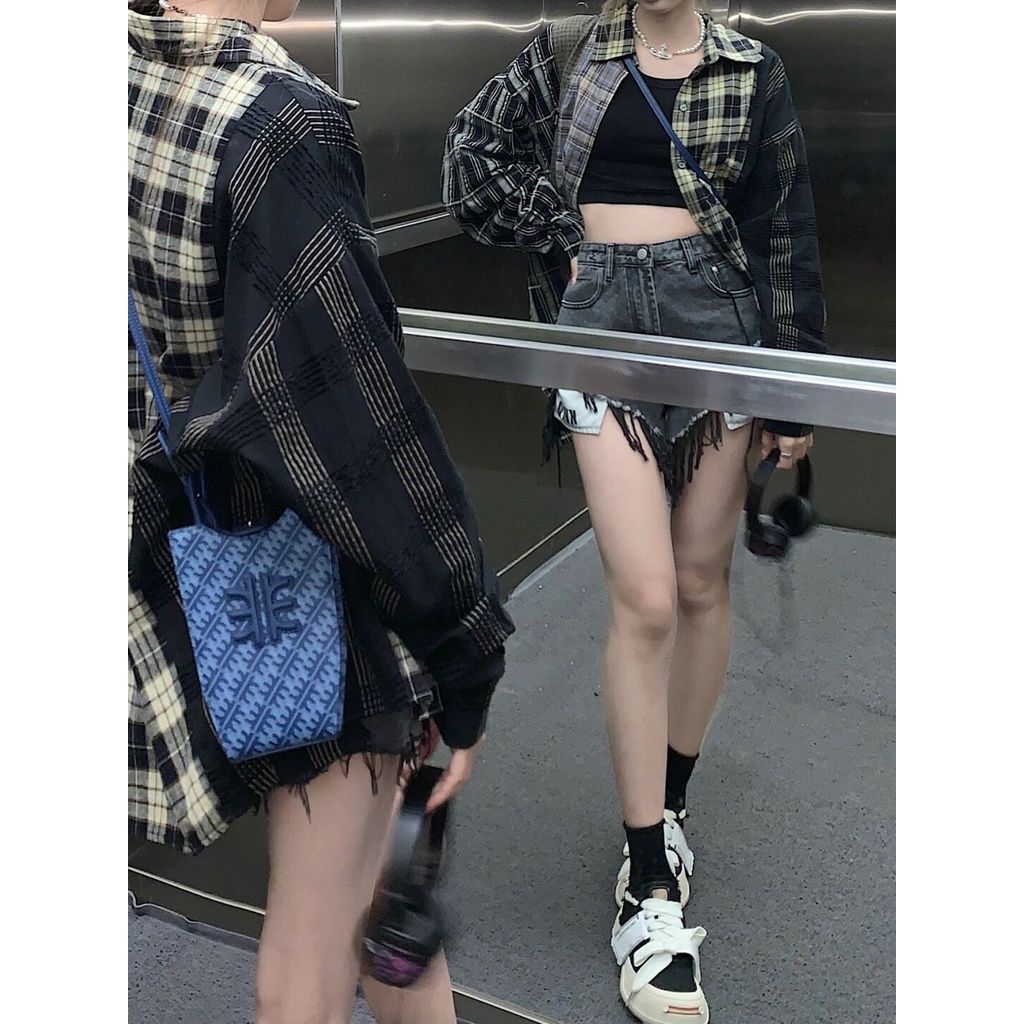 Áo sơ mi ZHELIHANGFEI tay dài dáng rộng chống nắng phong cách Mỹ cổ điển thời trang