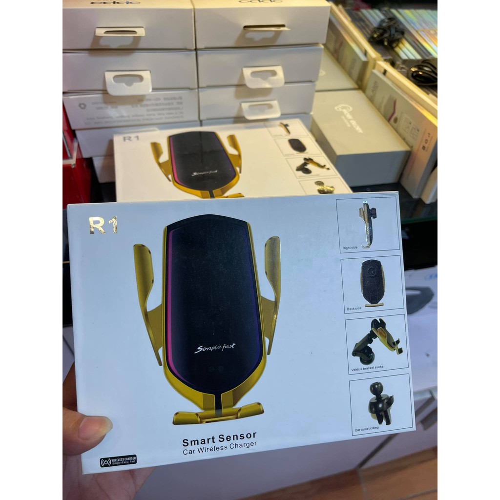 Kẹp Điện Thoại Ô Tô Kiêm Sạc Không Dây R1 (Tự Kẹp Thông Minh | BigBuy360 - bigbuy360.vn