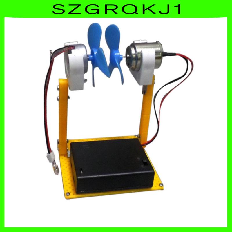 Bộ Động Cơ Tua Bin Gió Mini Có Đèn LED Phát Điện DC DIY