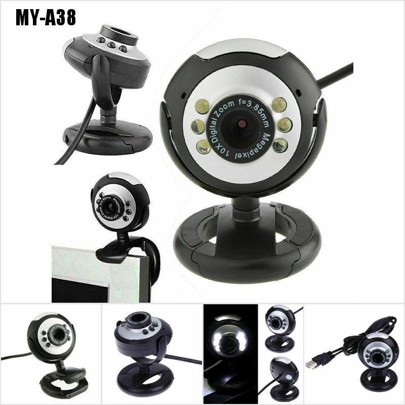 Webcam Máy Tính 6 Đèn Led Usb 2.0 Xp Vista Windows 7 10 Skype Yahoo Mic My-A38
