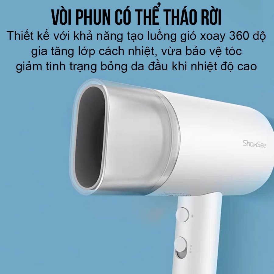 Máy Sấy Tóc Xiaomi Showsee A1-W A2-W 2 Chiều Nóng Lạnh Bổ Sung Ion Âm 1800w Tạo Kiểu Không Gây Hư Tổn Tóc VT160