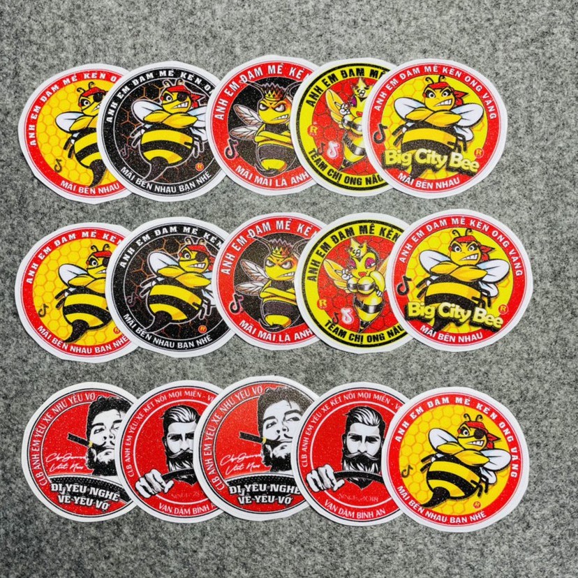 15 Logo hình dán Hội Còi Ong Vàng, CLB Yêu Xe [Kích thước 5.5cm CB4]