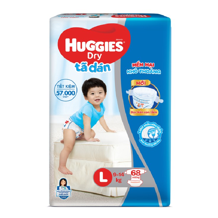 Tã Dán Huggies Size L68/XL62/XXL56/M76