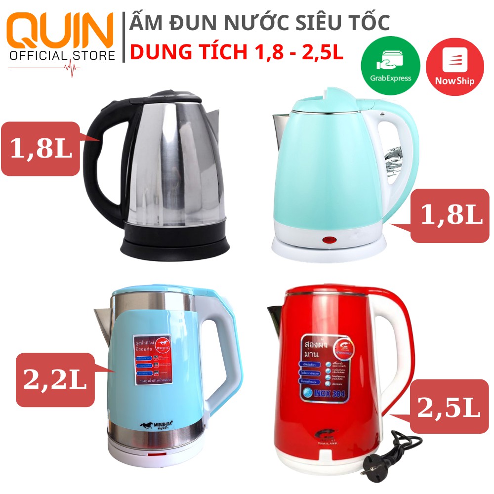 ❤️ CHỌN MẪU ❤️ Ấm Đun Nước Siêu Tốc, Ấm Điện Siêu Tốc RUỘT INOX, Dung Tích Lớn 1,8-2,5L