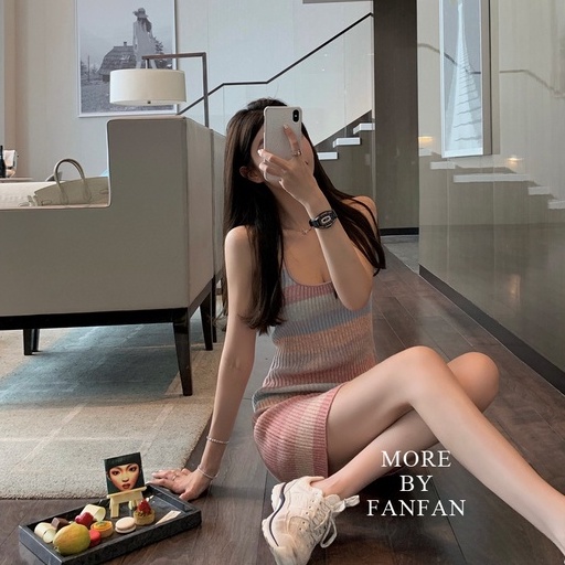 Cocory vn Đầm Sát Nách Màu Gradient Thiết Kế Mới Quyến Rũ Thời Trang Mùa Hè Dành Cho Nữ