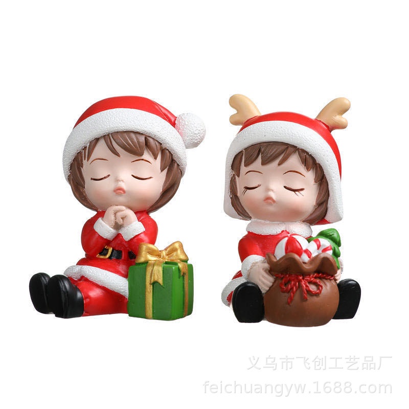 [SIÊU RẺ❤️] – Tượng Trai Gái Noel (1 Cặp) - Trang trí bánh sinh nhật  bánh kem