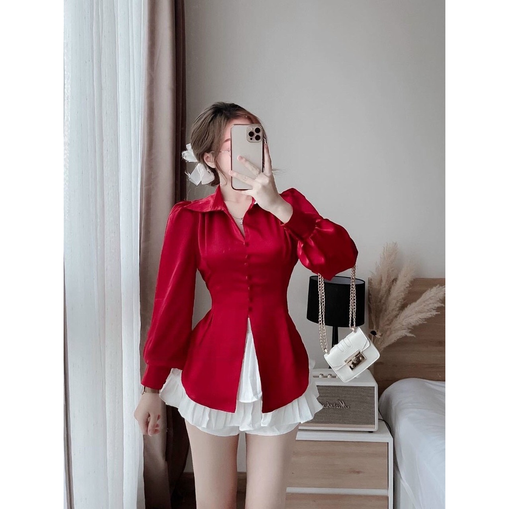 [HCM] Sét Áo Và Váy Phi Mờ Phối Lụa Kate Thời Trang Nữ Sam Closet Free Size 40-55kg