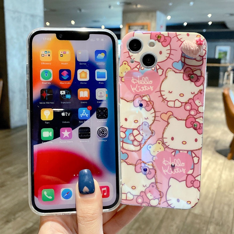 Ốp điện thoại họa tiết hello kitty dễ thương thích hợp cho iPhone 13 12 11 Pro Xs Max X XR 7 8 Plus