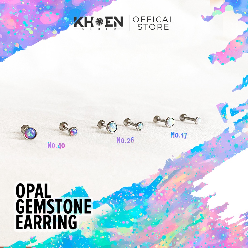 (1 Chiếc) Khuyên Đá Opal 3mm và 4mm nhiều màu- Khoen Store