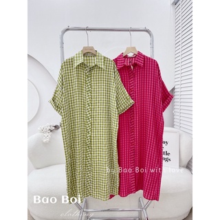 Đầm sơmi suông caro