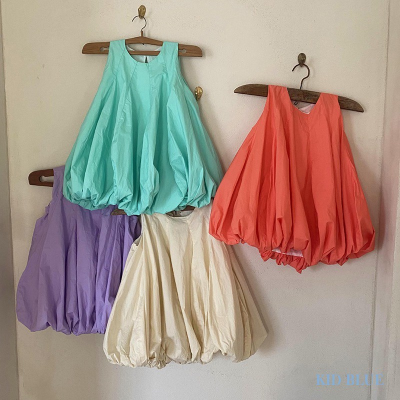 Đầm Công Chúa Không Tay Màu Trơn Thời Trang Mùa Hè Hàn Quốc Cho Bé Gái