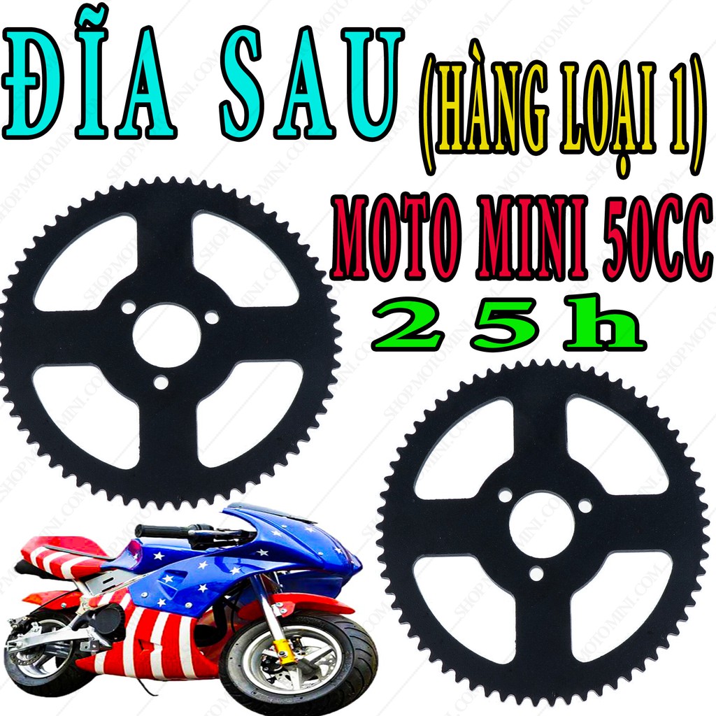Bánh dĩa sau xe moto mini 50cc dùng sên (25h) | Phụ tùng mô tô trẻ em