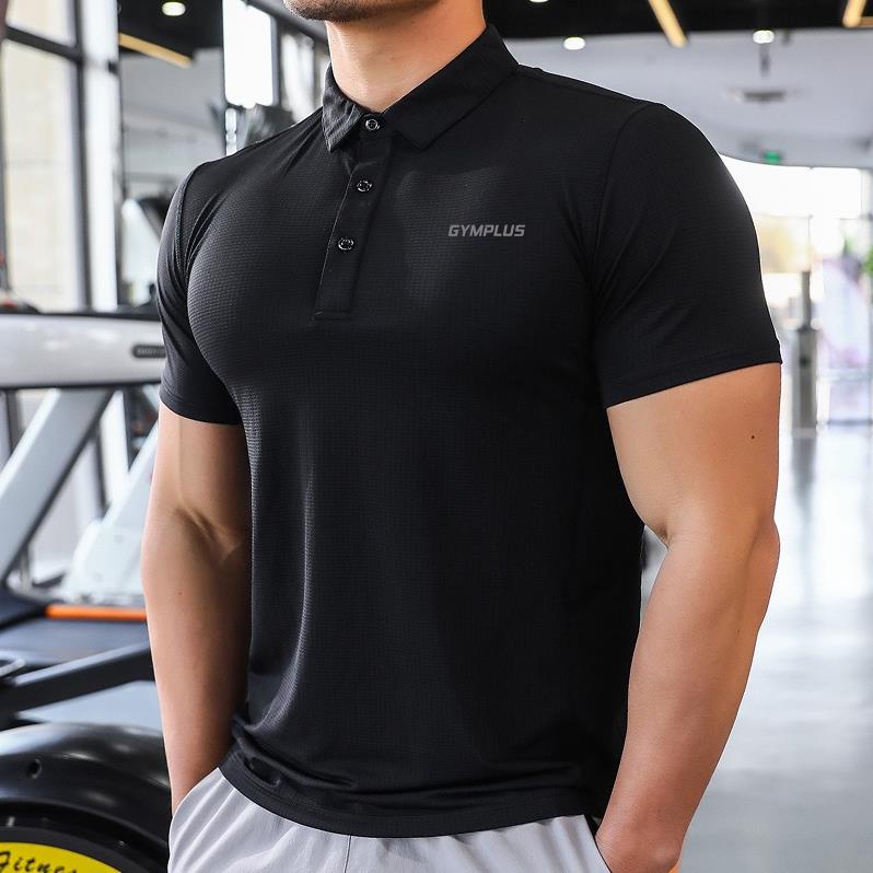 Áo tập gym nam polo GYMPLUS coolmax,áo thể thao cho nam ôm body co giãn thấm hút mồ hôi 01 ❕