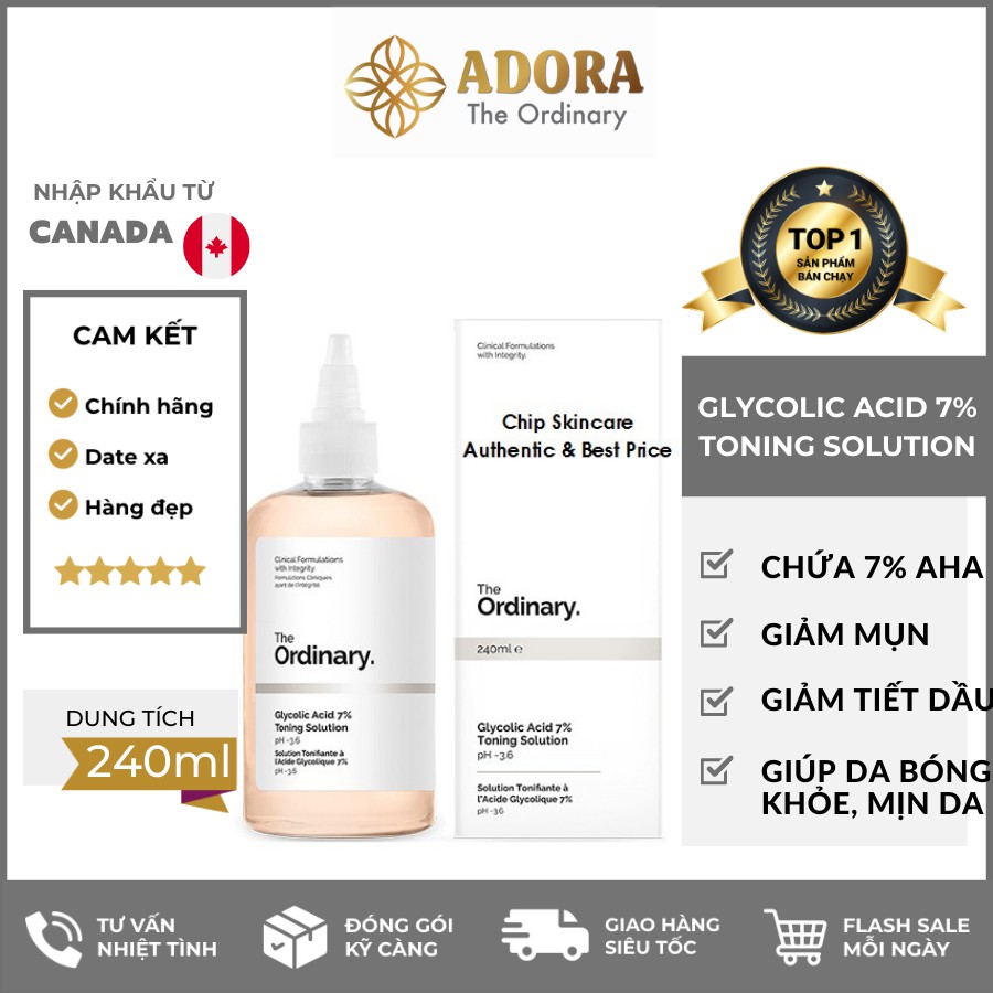 Toner The Ordinary Glycolic Acid 7% Toning Solution Tẩy Da Chết / Sáng Da / Giảm Thâm ( 240mL )