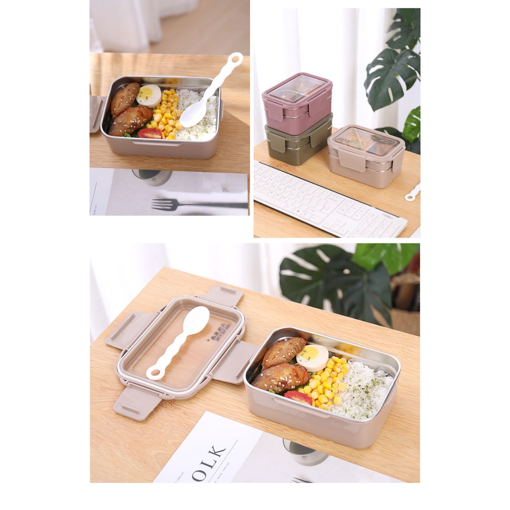 Hộp đựng cơm văn phòng giữ nhiệt 2 tầng 3 ngăn ruột inox 304 bỏ được lò vi sóng, cặp lồng đựng cơm giữ nhiệt Famaha
