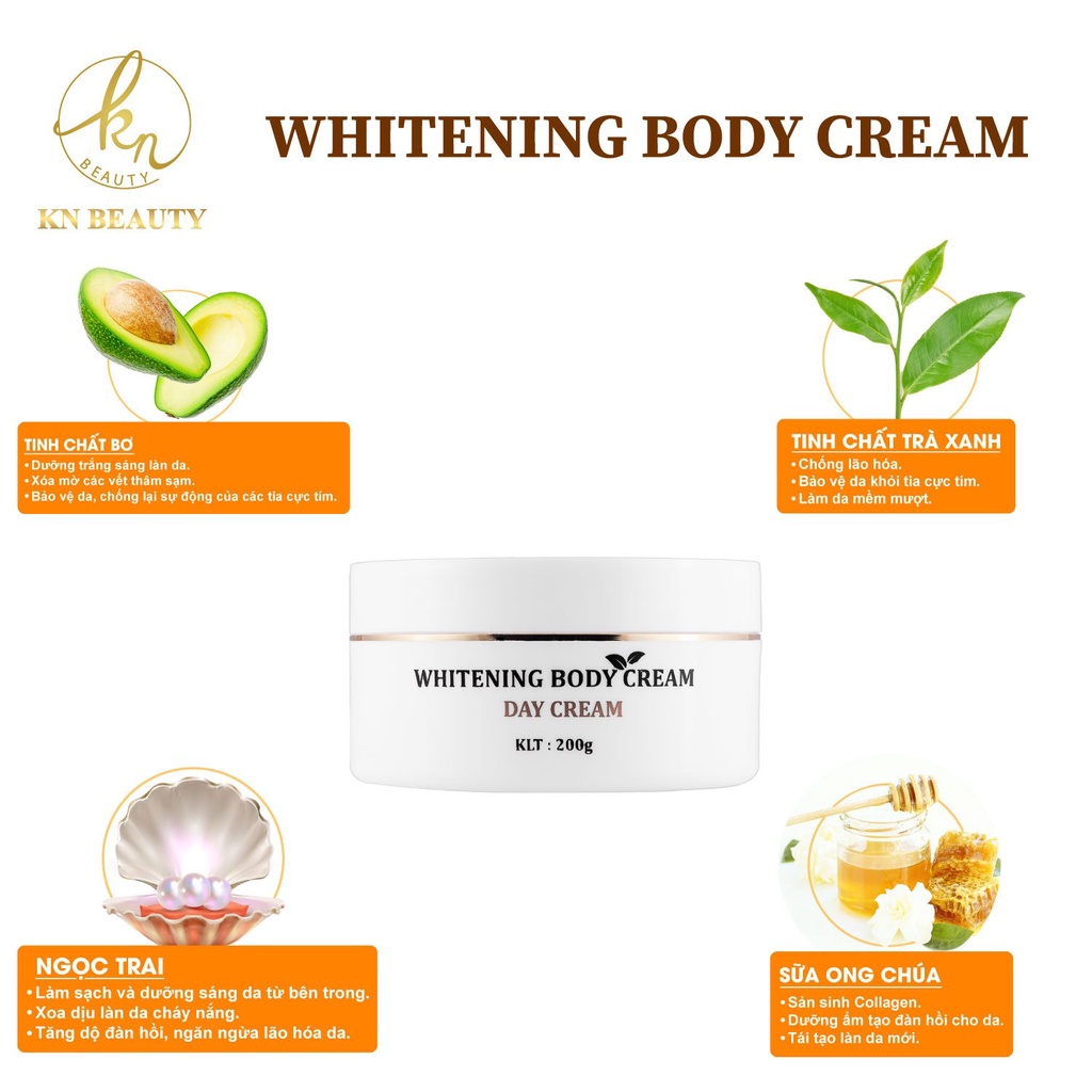 Bộ 2 Kem Dưỡng Da Body Tinh Chất Bơ KN Beauty - Whitening Body Cream