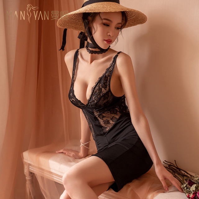 Váy ngủ sexy lụa phối ren QQ6773