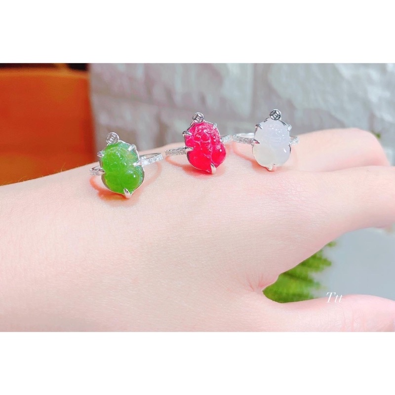 Nhẫn tỳ hưu chất liệu bạc ta gắn đá phong thủy theo mệnh - Nhẫn bạc Thu Thuỷ silver cao cấp