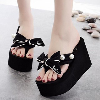 Dép Xỏ Ngón Đế Dày Chống Trượt Đính Nơ Phong Cách Hàn Quốc Thời Trang Mùa Hè Cho Nữ