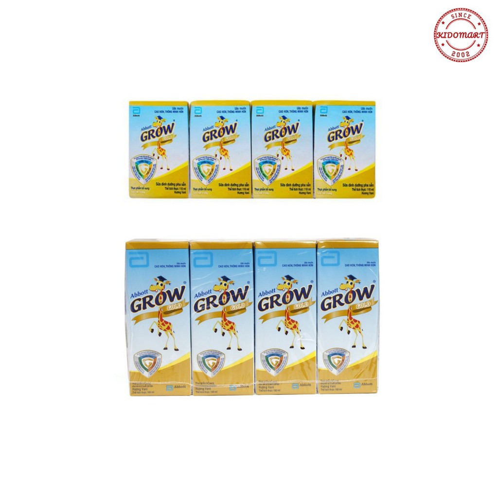 Lốc 4 Hộp Sữa Bột Pha Sẵn Abbott Grow Gold Vani Hộp 110ml / 180ml