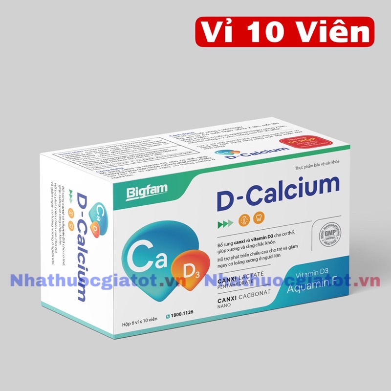 [Vỉ 10 Viên] D CALCIUM BIGFAM Giúp Bổ Sung Canxi Và Vitamin D