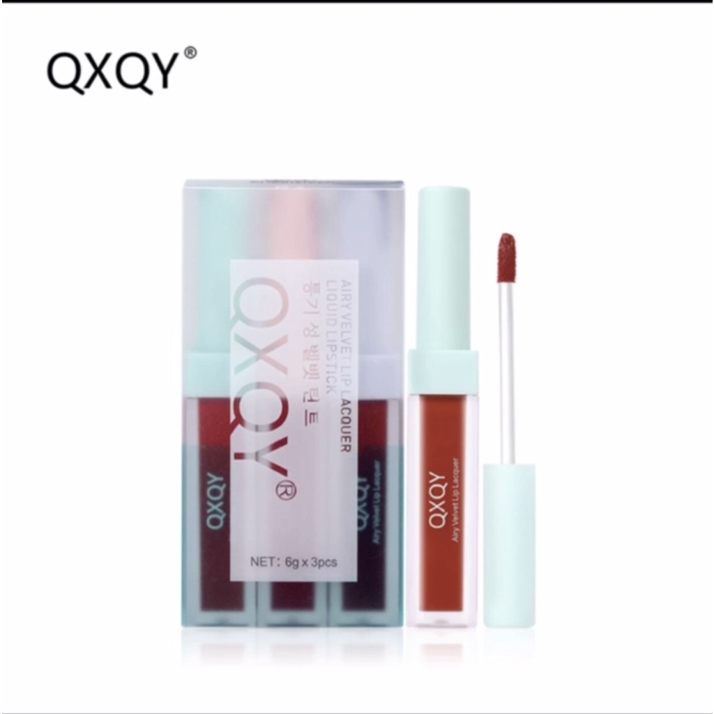 Set 3 cây son kem QXQY tone màu chuẩn không gây khô môi, lâu trôi