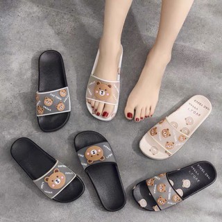 Dép nữ quai ngang in hình gấu cho bé