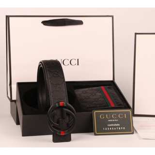 Image of 120cm GUCCl Belt + Wallet Set With Box Men Belts Leather Luxury Strap Male Purse Belt For Man Gift Box
