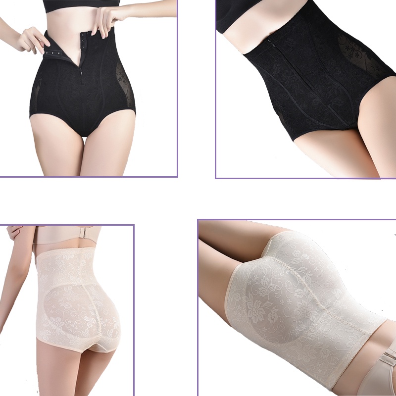 Quần lót nâng mông lưng cao có dây kéo cho nữ