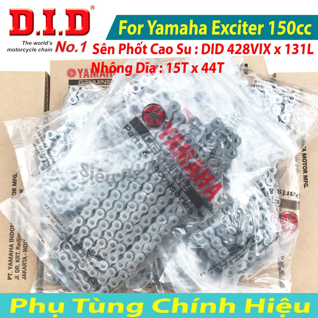 Bộ Nhông Sên Dĩa DID Exciter 150cc Độ Nhông 15T x 44T Sên phốt cao su 131L TFX Thái Lan