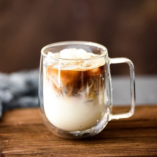 (SẴN) Cốc 2 lớp quai vuông, cốc cafe, ly sinh tố - Thủy tinh chịu nhiệt Borosilicate không chì