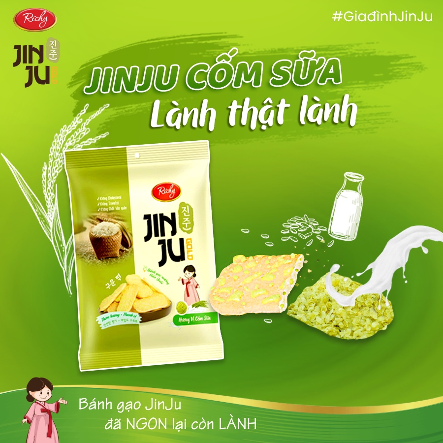 Bánh Gạo JINJU RICHY vị Cốm Sữa 145g