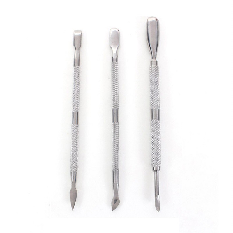 3Pcs Nail Art Stainless Steel Spoon Pusher Manicure Pedicure Set