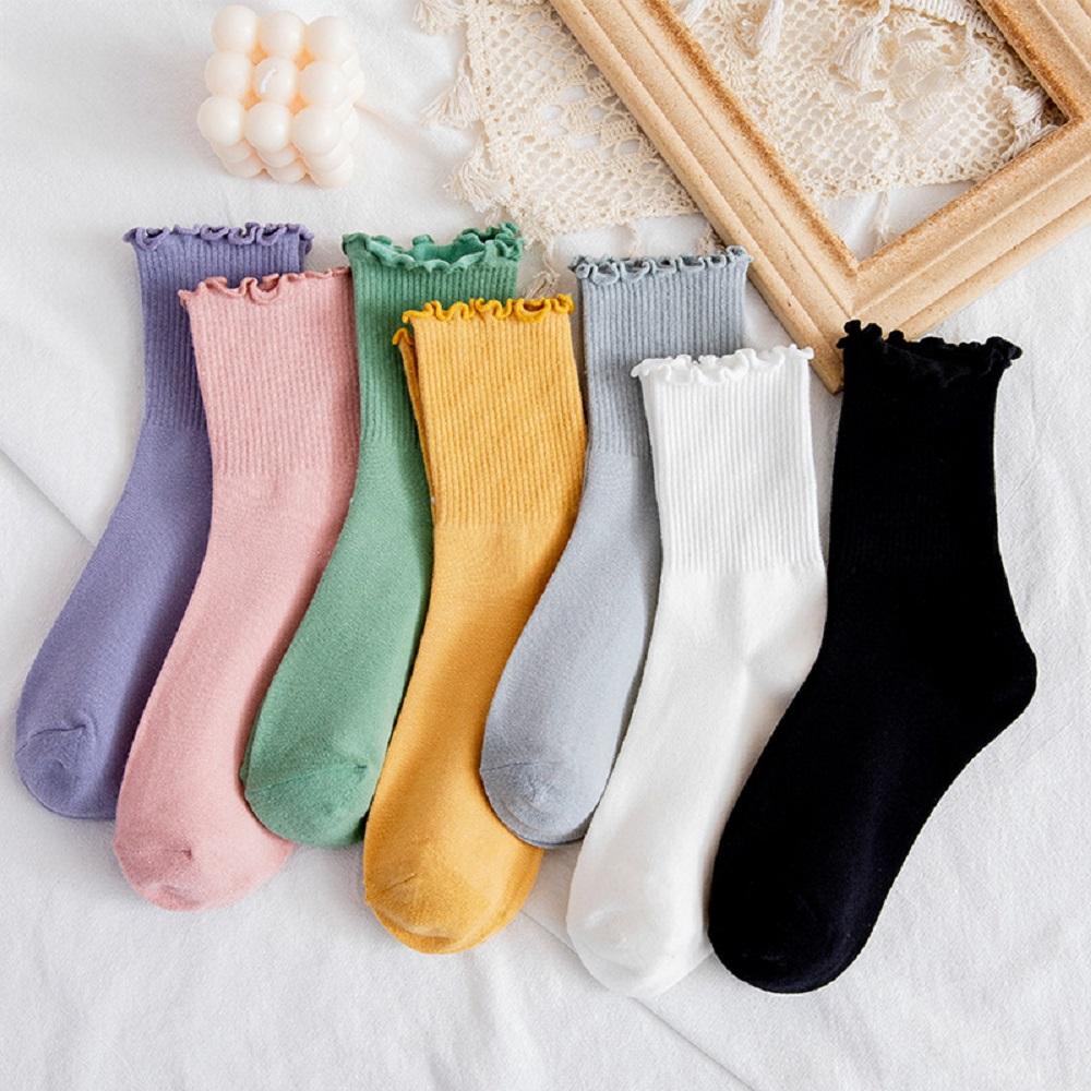 Vớ cotton Cổ Thấp Màu Trơn Dễ Thương Phong Cách Đường Phố Thời Trang Cho Nữ