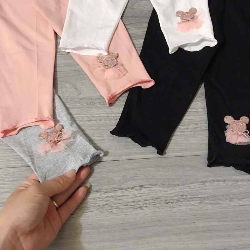 Quần cotton legging nơ gấu mickeyyy cho bé gái