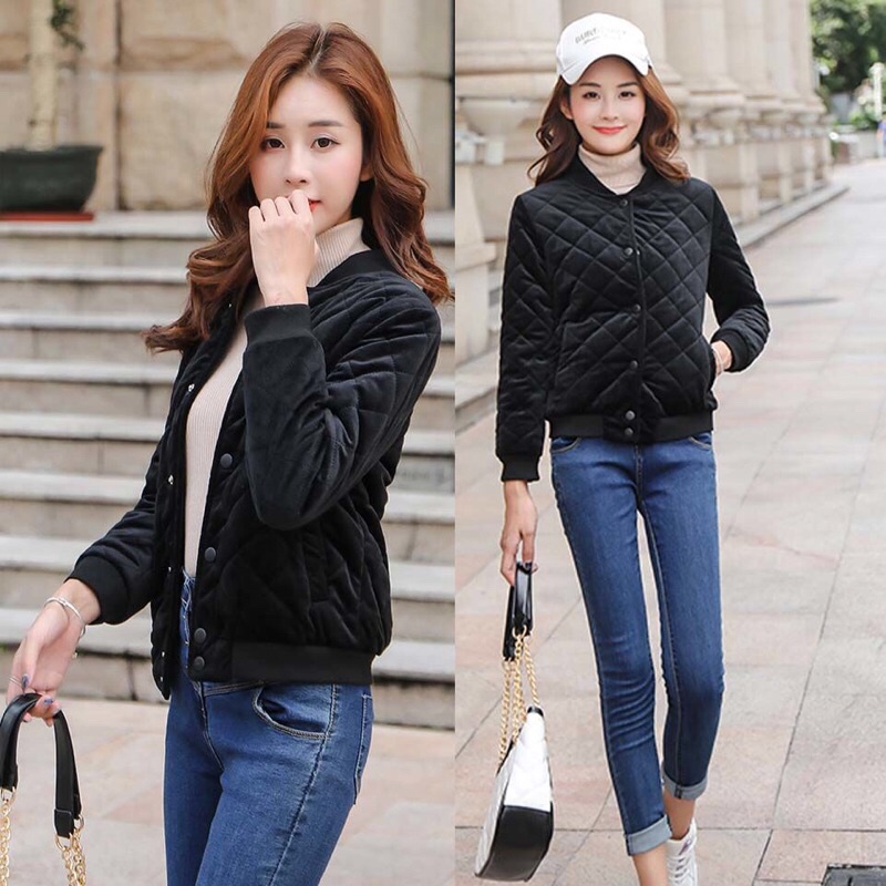 Áo bomber nhung