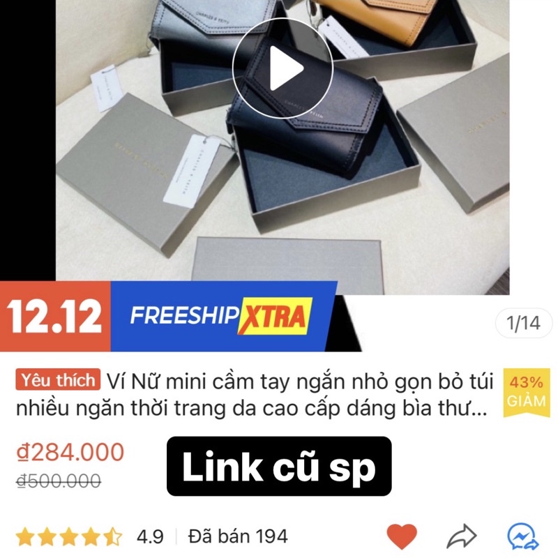 Ví Nữ cầm tay mini ngắn CnK nhỏ gọn bỏ túi nhiều ngăn thời trang da cao cấp dáng bìa thư đựng tiền thẻ