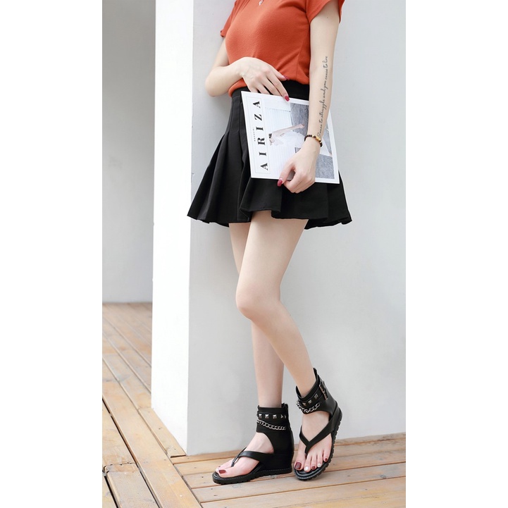 Giày sandal chiến binh cổ lửng đế độn nạm đinh phối xích Fullbox chính hãng cao cấp B14