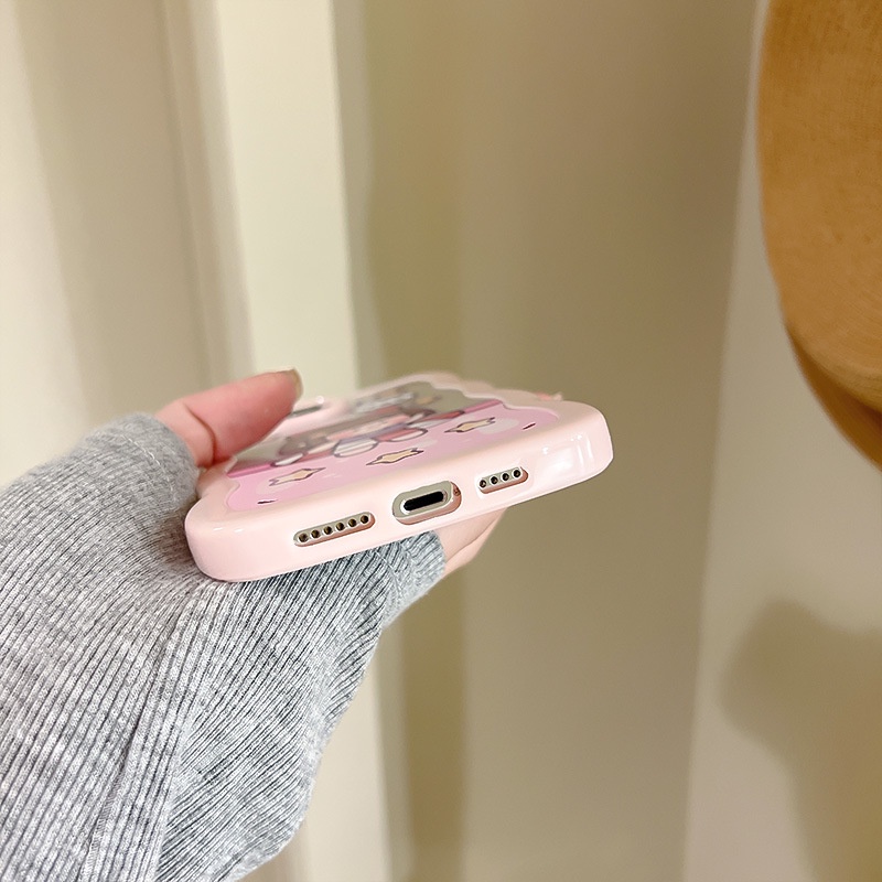 Ốp lưng iphone Ốp Điện Thoại Nhựa Acrylic Phối Ren Họa Tiết Hoạt Hình Cho iphone 13Pro 11 12 6 7 8 14pro xr Dinuo case