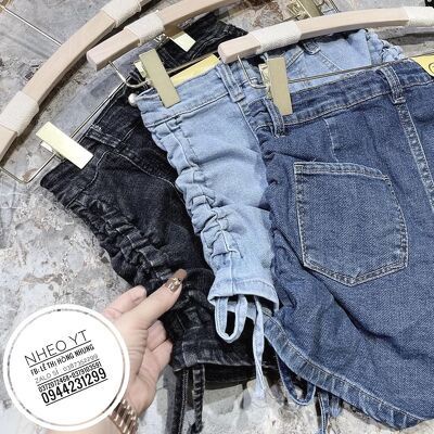 Shorts bò rút dây 2 bên cạp cao