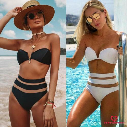 Bộ Đồ Bơi Lưng Cao Màu Trơn Gợi Cảm Cho Nữ