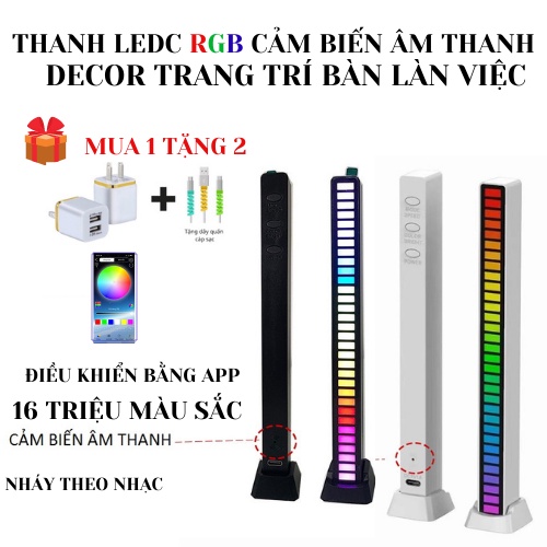 Thanh đèn led rgb 16 triệu màu điều khiển bằng giọng nói +app điện thoại, cảm biến âm thanh, nháy theo nhạc