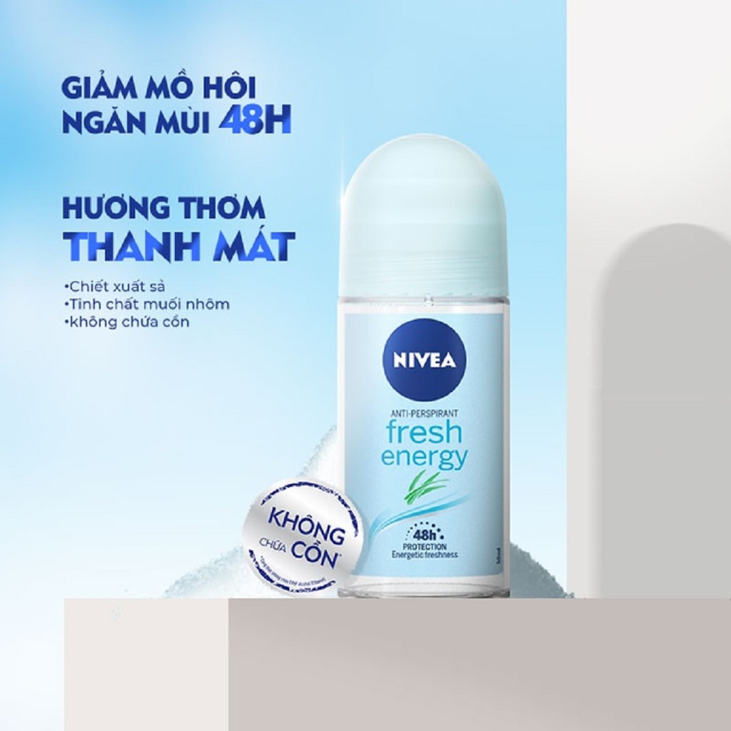 [Mã COSGLORIAT3 -8% đơn 250K] Lăn Ngăn Mùi NIVEA Tươi Mát Sức Sống 50ml - 83754