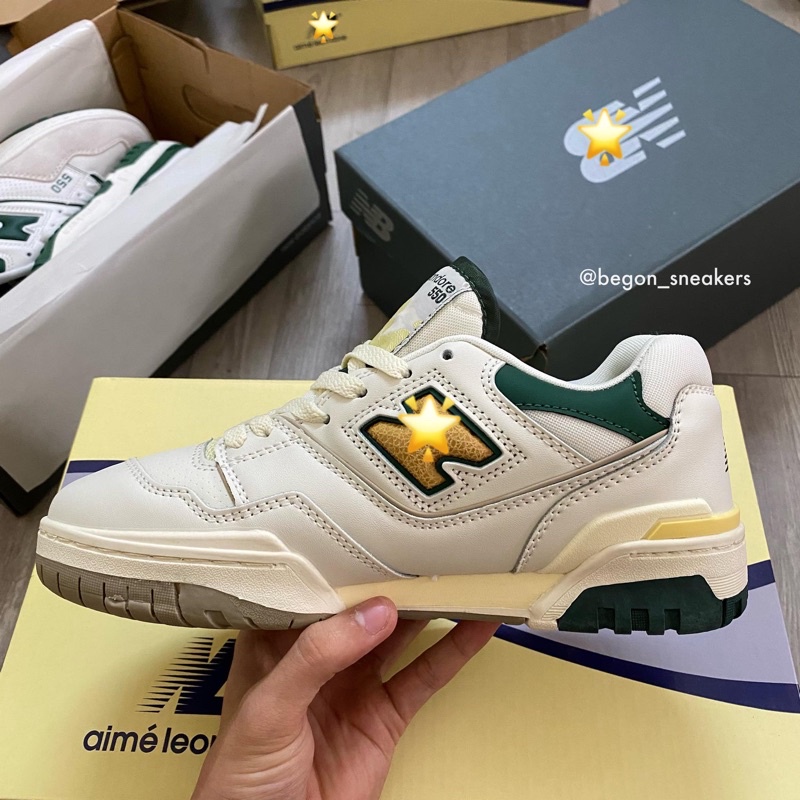 Giày Sneaker Nam Nữ N.B550 Yellow Green Full Box, Giày Thể Thao Nam Nữ Newbalanc.e550 Vàng Xanh.
