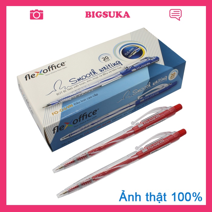 Bút bi Thiên Long xanh FO-03 đầu bút 0.5mm BIGSUKA