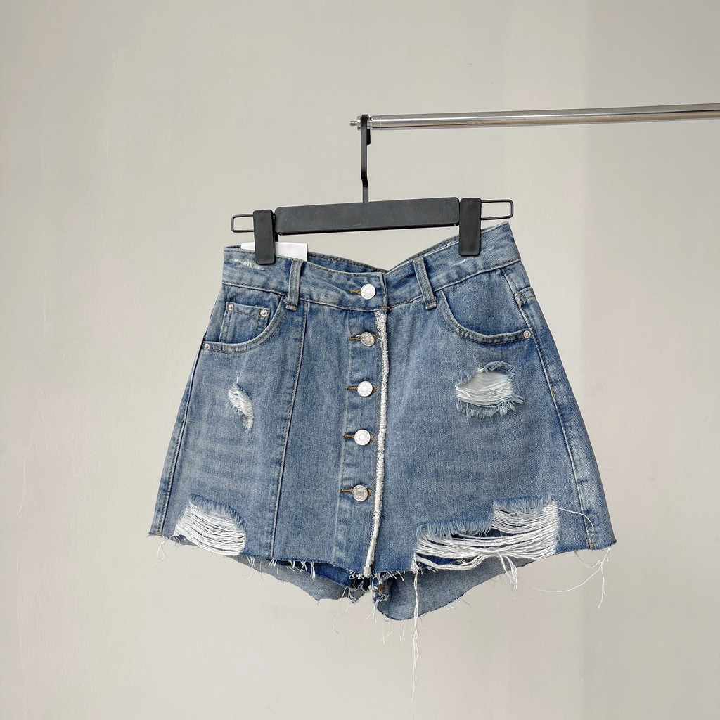 Quần short nữ, quần short denim giả chân váy cúc cài 5814