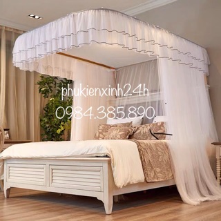 Màn khung không khoan tường 2 cột cao cấp ; mùng khung