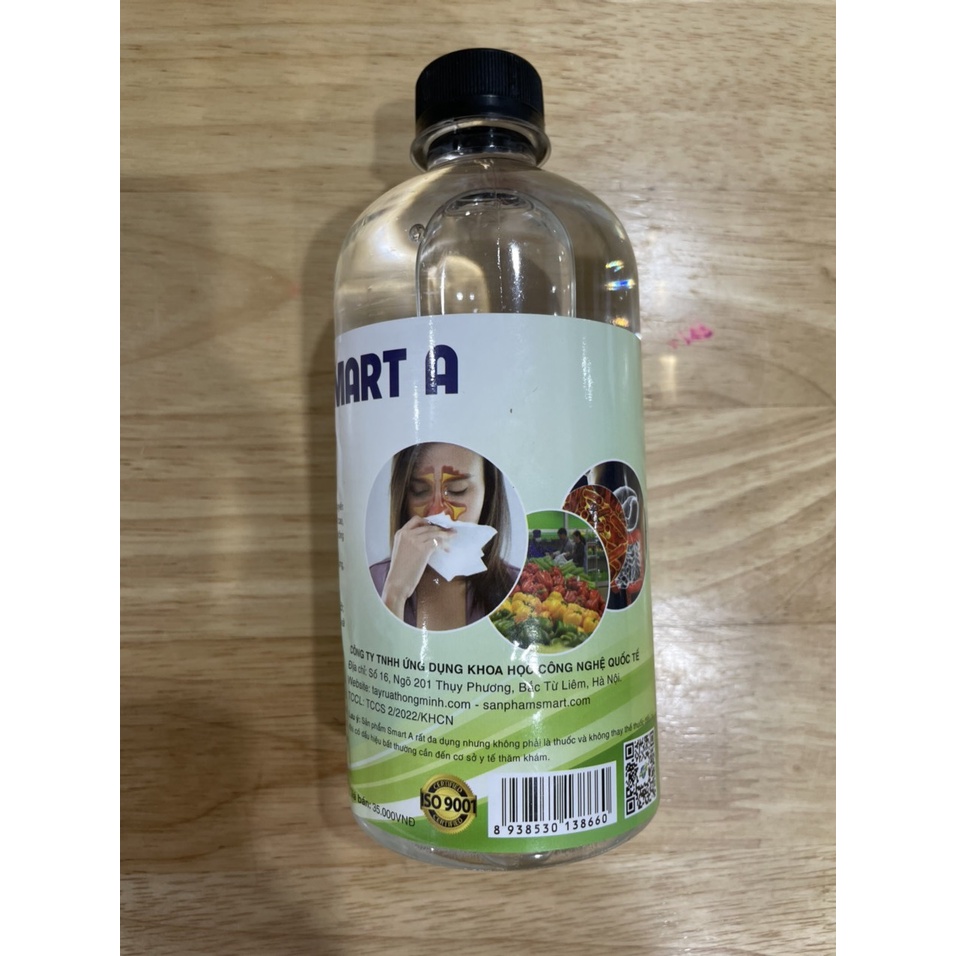 Smart Anolyte - Smart A Khử khuẩn tay, bề mặt an toàn từ thiên nhiên không kích ứng 500ml