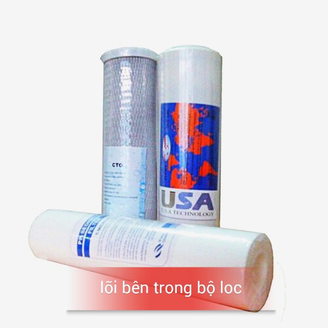 Bộ lọc nước sinh hoạt 3 cốc 10in xử lý nước đầu nguồn 1 trong 2 xanh ren 21