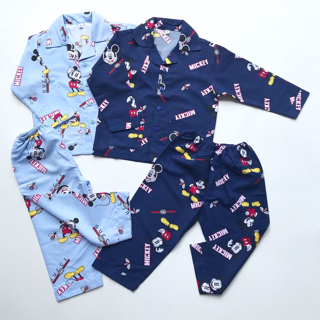 Bộ Pijama tay dài cho bé trai bé gái vải Kate thái mềm mịn không nhăn size 10-20kg nhiều mẫu